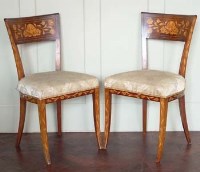 Lot 652 - Set of six Dutch marquetry dining chairs
