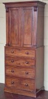 Lot 688 - Victorian mahogany cabinet on chest.