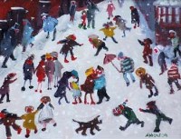 Lot 4 - Sue Atkinson, A Sudden Snow Shower, oil