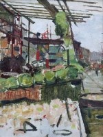 Lot 7 - Ken Howard, Market stall, oil