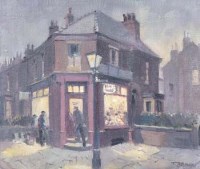 Lot 34 - Tom Brown, Corner shop, oil