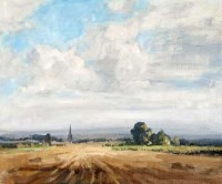 Lot 48 - Aubrey Phillips, Harvest Time near Burford and Summer on the Usk, Near Abergavenny, oil (2)