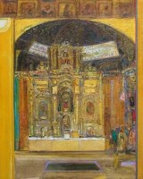 Lot 100 - Sir Robin Philipson, Golden Interior, oil