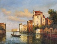 Lot 106 - S Conti, Venetian scene with gondola, oil