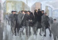 Lot 136 - John Thompson, figure group with buildings, watercolour and gouache