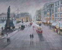 Lot 149 - Bernard McMullen, Manchester street scene, pastel