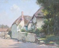 Lot 285 - Arthur Spooner, Children playing in a village street, oil