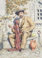 Lot 305 - W.H. Kay, A Quiet Smoke, watercolour