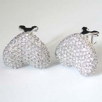 Lot 422 - Pair heart shaped diamond pave ear clips