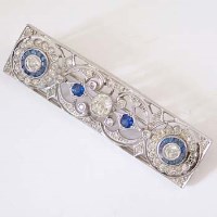 Lot 496 - Sapphire and diamond plaque brooch, early 20th