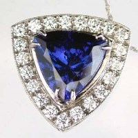 Lot 500 - Tanzanite and diamond triangular pendant
