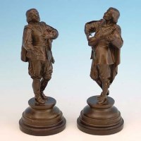 Lot 545 - Pair of bronze musicians