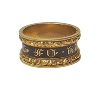 Lot 77 - 18ct yellow gold and enamel Georgian mourning ring