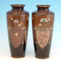 Lot 686 - Pair of Japanese Cloisonné vases.