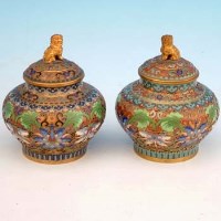 Lot 688 - Pair of Cloisonne vases