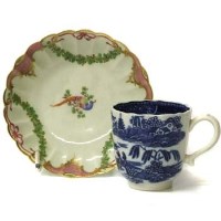 Lot 697 - Caughley coffee cup and a Worcester saucer
