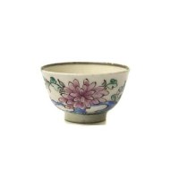 Lot 708 - Bow miniature teabowl painted with famille rose