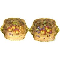 Lot 740 - Pair Royal Worcester square shaped dishes