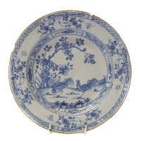 Lot 763 - Delft plate painted with cockerels