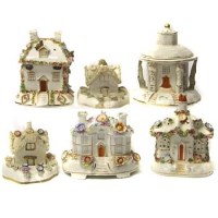 Lot 778 - Six Staffordshire pastel burners