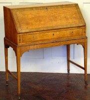 Lot 846 - Satin birch bureau on stand