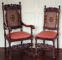 Lot 859 - Set of 8 Carolean style Dining Chairs