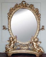 Lot 868 - Victorian gilt gesso mantel mirror, the oval