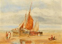 Lot 308 - W.J.J.C Bond, Beach scene with figures, oil.