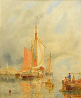 Lot 309 - W.J.J.C Bond, River scene with boats, oil.