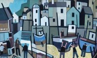 Lot 56 - Peter Stanaway, Fishing Boats, Pont-Aven, oil
