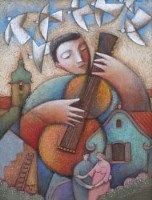 Lot 71 - Jiri Borsky, The Guitarist, acrylic