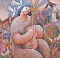 Lot 72 - Jiri Borsky, Folk Song, acrylic