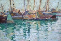 Lot 85 - Style of J.A. Park, harbour, oil