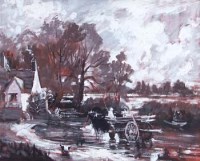 Lot 96 - Tom Keating, The Haywain, oil