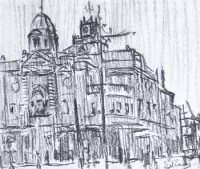 Lot 167 - Arthur Delaney, Manchester street scene, charcoal