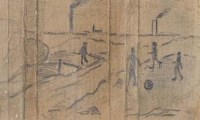 Lot 168 - L.S. Lowry, figures playing football, pencil