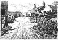 Lot 173 - C.F. Tunnicliffe, rural lane, scraperboard