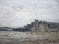 Lot 202 - A.D. Peppercorn, Brownsea Island - Poole Harbour, oil and exhibition catalogue (2)