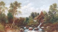 Lot 208 - Henry Harris, a shepherd with his flock, oil