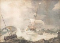 Lot 263 - J.C. Shetky, stormy coastal scene, watercolour