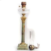 Lot 283 - Onyx and brass oil lamp