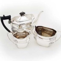 Lot 329 - Three piece silver teaset