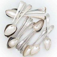 Lot 337 - Nine Irish teaspoons and six others and mustard spoon