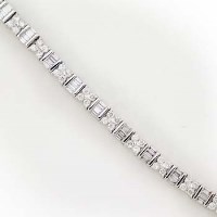 Lot 395 - Baguette and round  diamonds line bracelet