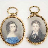 Lot 482 - Double miniature portrait of children