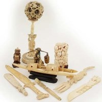 Lot 548 - Ivory puzzle ball and other assorted pieces