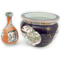 Lot 553 - Chinese vase and a large jardiniere/ fish bowl