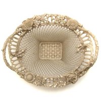 Lot 591 - Belleek twig oval three strand basket