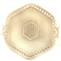 Lot 599 - Belleek basket with staffordshire knot handles