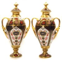 Lot 611 - Pair of Crown Derby vases